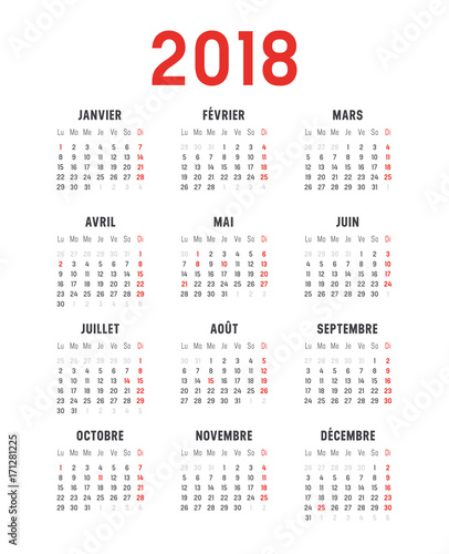 Calendrier Agenda 2018