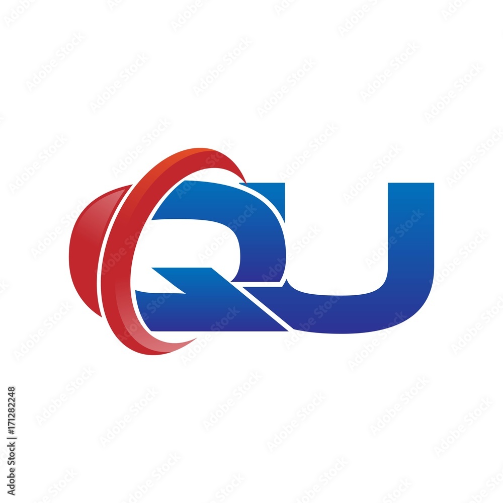 modern vector initial letters logo swoosh qu red blue modern vector initial letters logo swoosh qu red blue