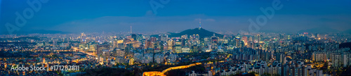 Seoul skyline in the night  South Korea.