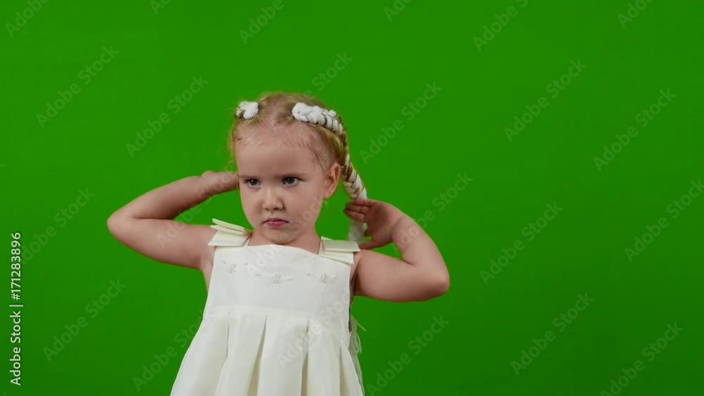 little girl white dress green screen little girl white dress green screen