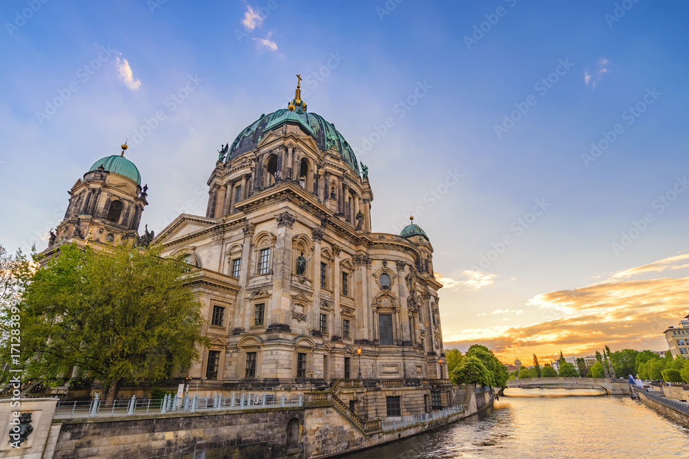 Berlin sunset city skyline at Berlin Cathedral (Berliner Dom), Berlin, Germany
