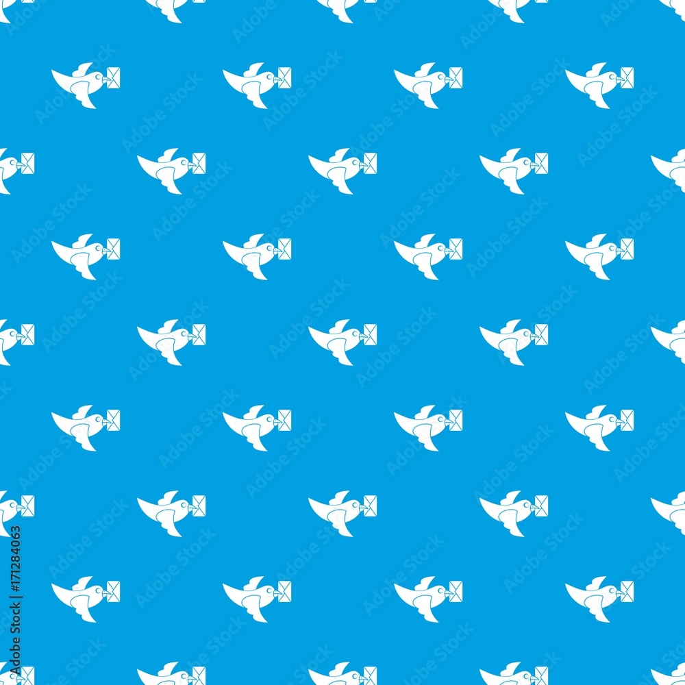 Pigeon fly with mail pattern seamless blue Pigeon fly with mail pattern seamless blue