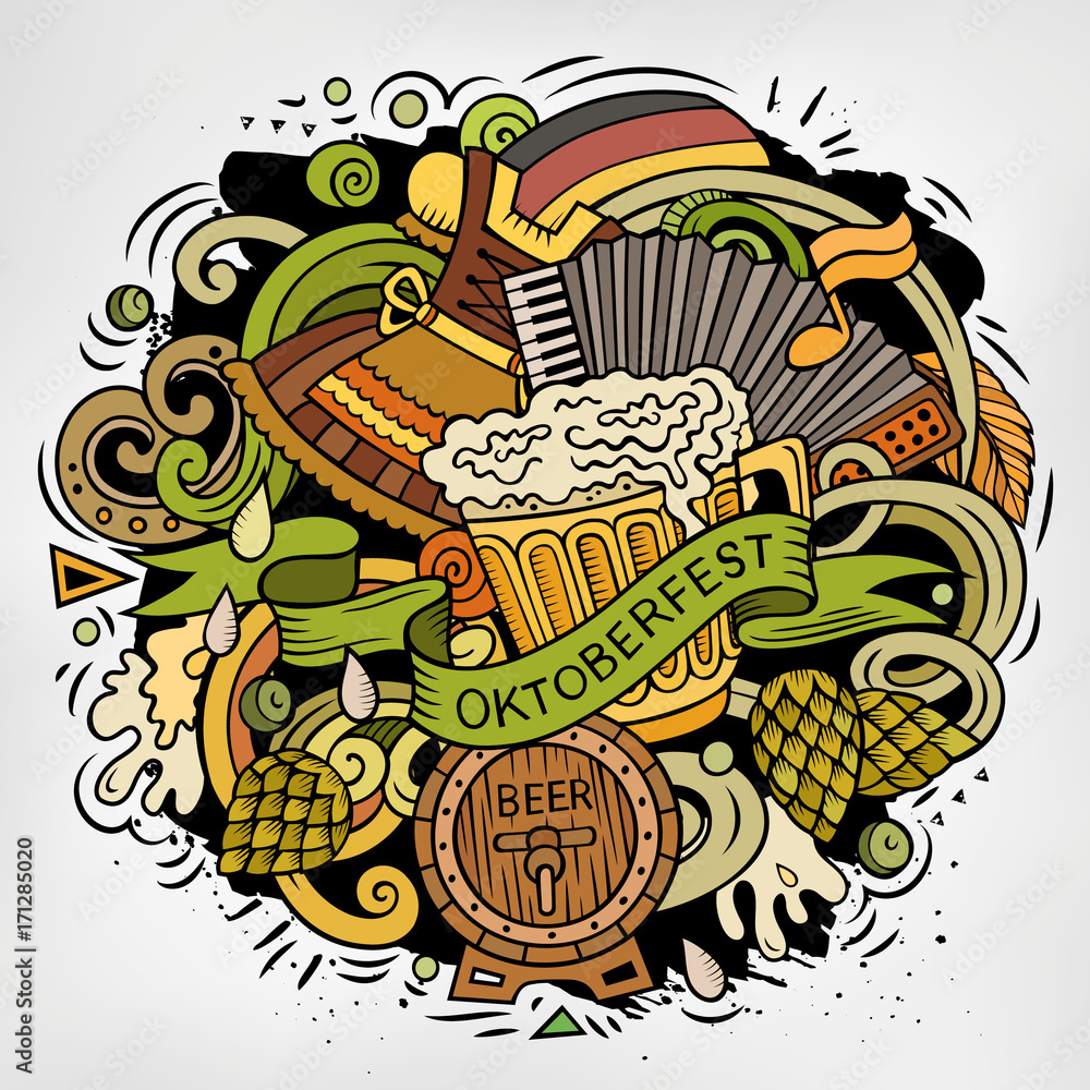 Cartoon vector doodles Beer fest illustration Cartoon vector doodles Beer fest illustration