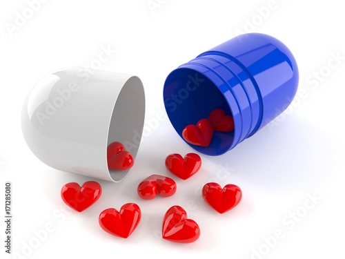 Open pill with hearts