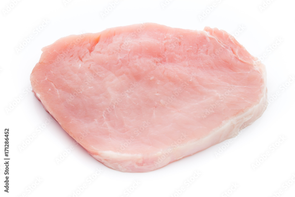 Fresh raw beef steak isolated on white background, top view. Fresh raw beef steak isolated on white background, top view.