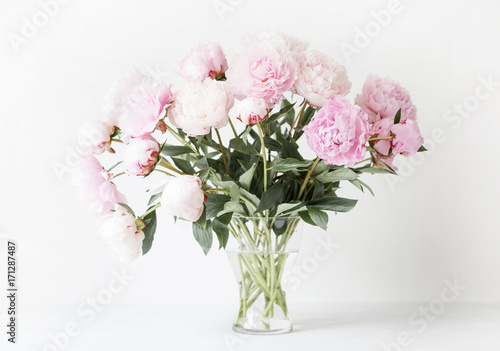 Wallpaper Mural beautiful pink peony flowers bouquet in vase Torontodigital.ca