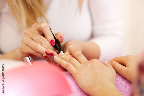 Nail Polish Remover. Manicure Treatment. Close up.