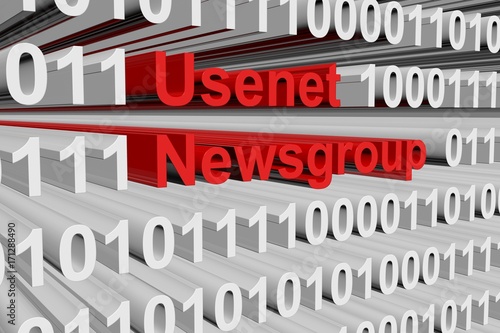 Usenet newsgroup in the form of binary code, 3D illustration