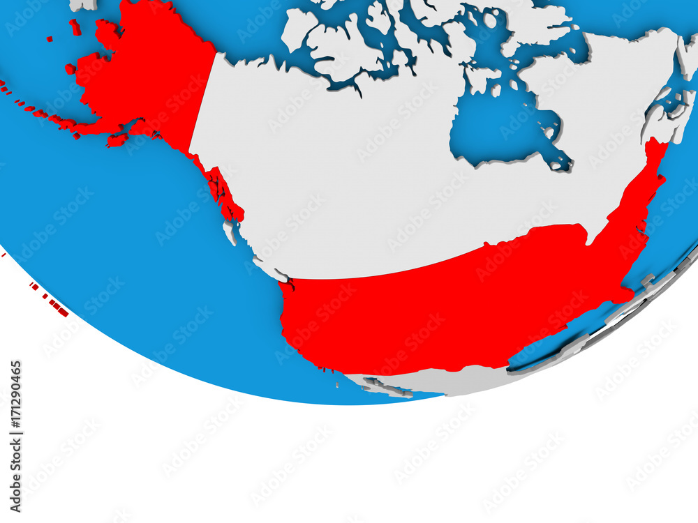 Obraz premium USA on globe