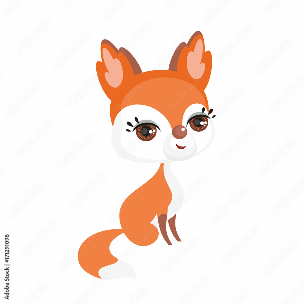 The image of cute little fox in cartoon style. Vector children’s illustration. The image of cute little fox in cartoon style. Vector children’s illustration.