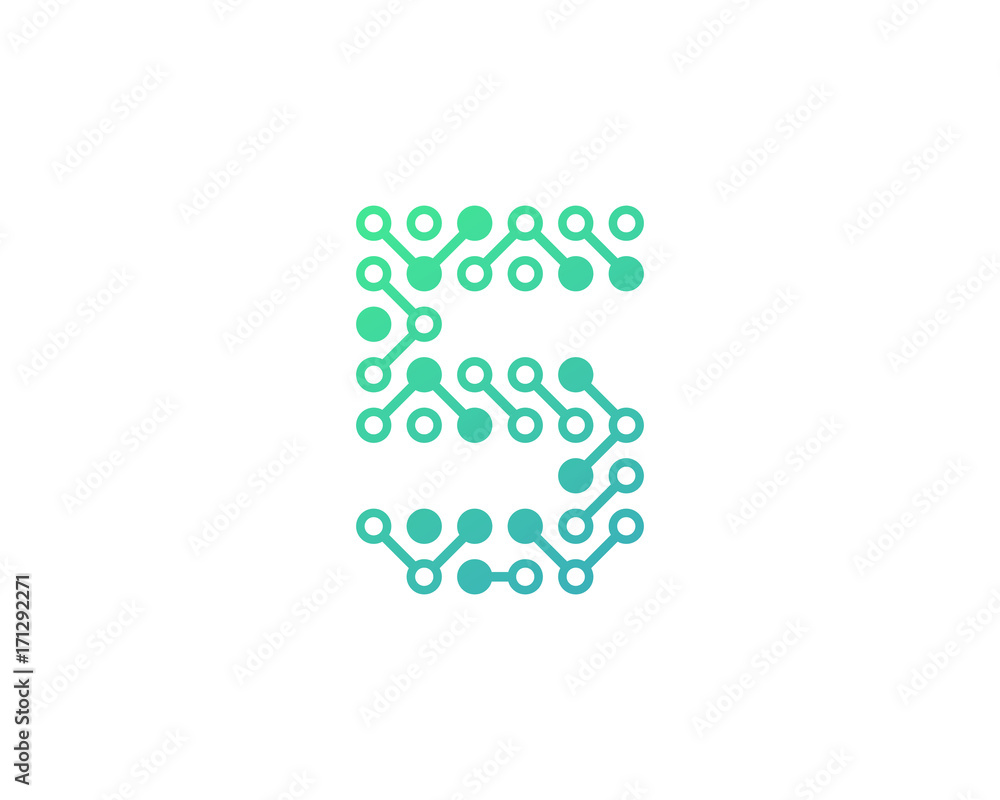 Circuit Digital Number 5 Icon Logo Design Element Circuit Digital Number 5 Icon Logo Design Element