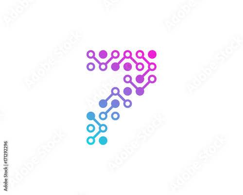 Circuit Digital Number 7 Icon Logo Design Element