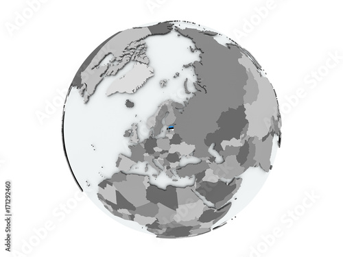 Estonia on globe isolated
