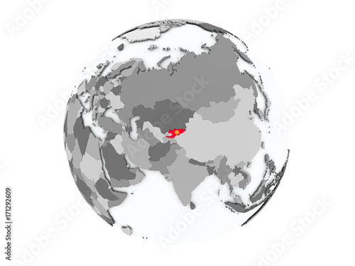 Kyrgyzstan on globe isolated