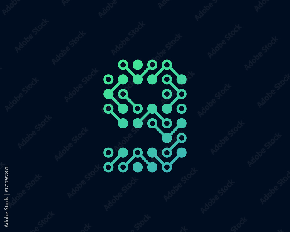 Circuit Digital Technology Number 9 Icon Logo Design Element Circuit Digital Technology Number 9 Icon Logo Design Element