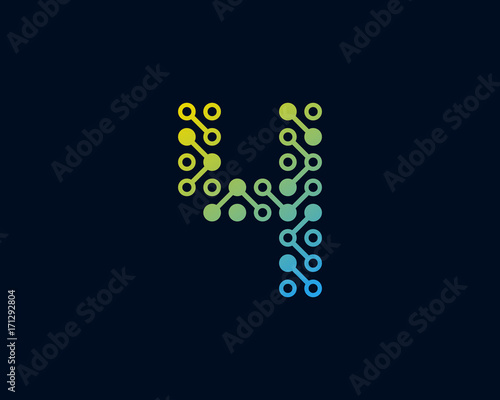 Circuit Digital Technology Number 4 Icon Logo Design Element