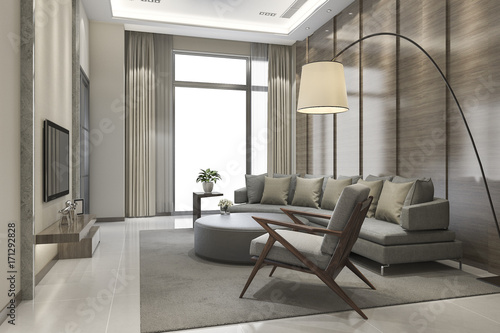 3d rendering luxury and modern living room with leather sofa © dit26978