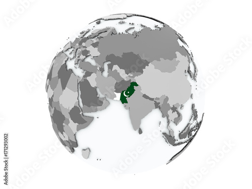 Pakistan on globe isolated