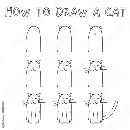 Drawing tutorial for children: How to draw a cat step by step