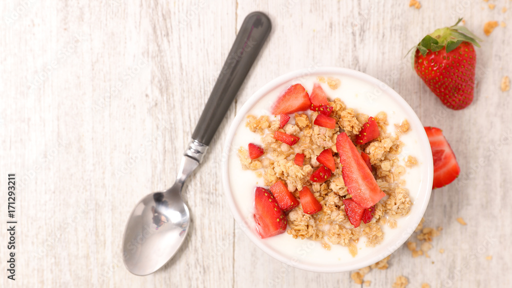 bowl with yogurt,muesli and fruit bowl with yogurt,muesli and fruit