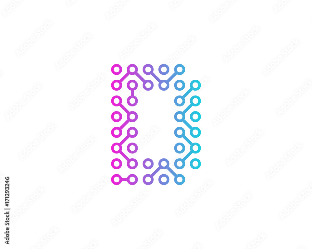 Digital Circuit Letter D Icon Logo Design Element
