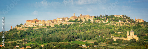 Panoramic view of the medieval village of Montepulciano, Tuscany, Italy photo