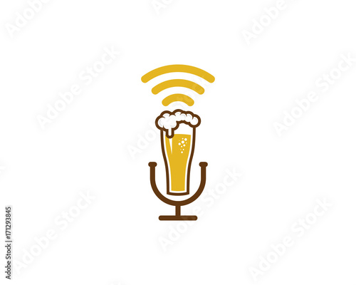 Beer Podcast Icon Logo Design Element