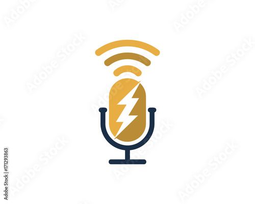 Power Podcast Icon Logo Design Element