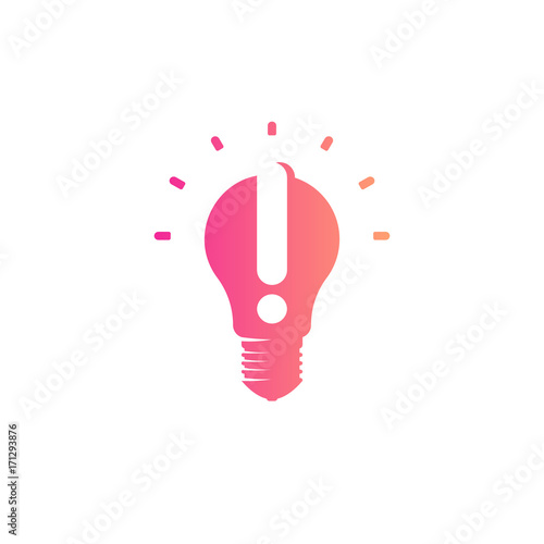 Abstract idea symbol, lightbulb eureka sign gradient color vector isolated logo on white background.