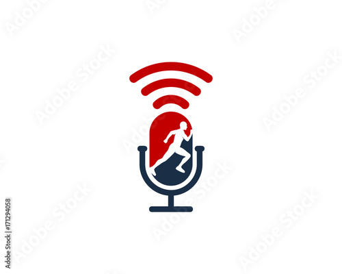 Run Podcast Icon Logo Design Element