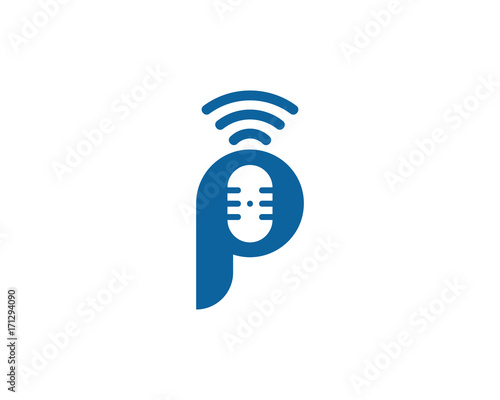 Letter P Podcast Icon Logo Design Element