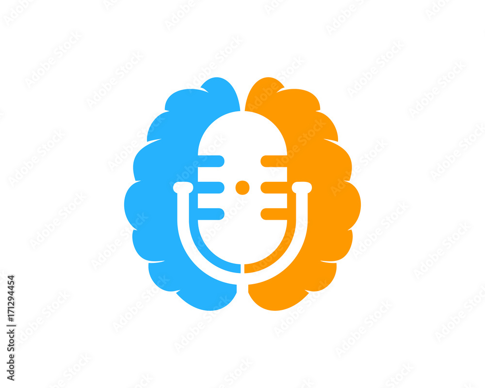 Podcast Brain Icon Logo Design Element Podcast Brain Icon Logo Design Element