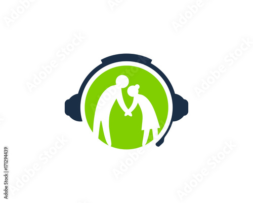 Elderly Podcast Icon Logo Design Element