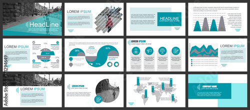 Business presentation slides templates from infographic elements. Can be used for presentation, flyer and leaflet, brochure, corporate report, marketing, advertising, annual report, banner, booklet.