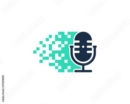 Podcast Pixel Icon Logo Design Element
