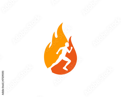 Fire Run Icon Logo Design Element