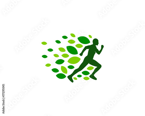 Nature Run Icon Logo Design Element