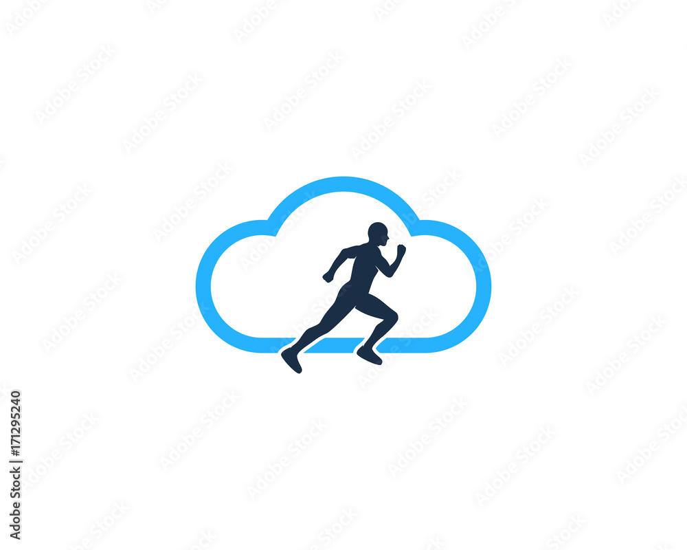 Run Cloud Icon Logo Design Element Run Cloud Icon Logo Design Element
