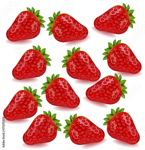 Fototapeta Naklejka Na Ścianę i Meble -  Strawberry pattern Vector on white background