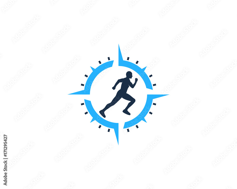 Compass Run Icon Logo Design Element Compass Run Icon Logo Design Element