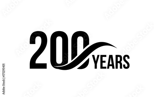 Vector isolated anniversary date logo template for business company birthday icon design element. Two hundred abstract sign. Happy jubilee, 200 years. 200th year.