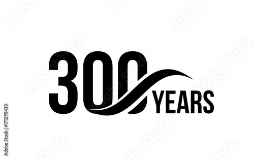 Vector isolated anniversary date logo template for business company birthday icon design element. Three hundred abstract sign. Happy jubilee, 300 years. 300th year.