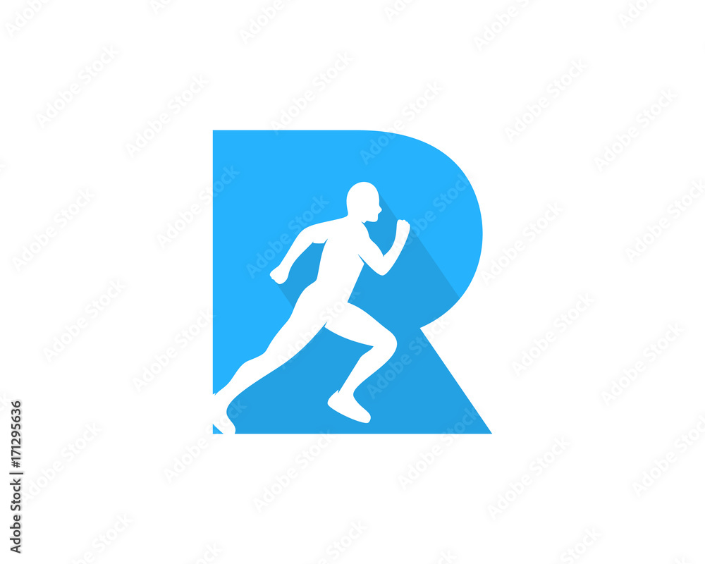 Letter R Run Icon Logo Design Element