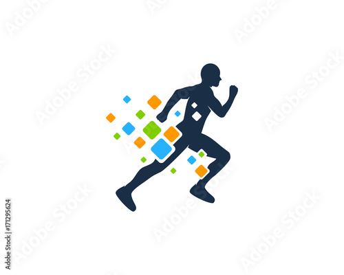 Pixel Run Icon Logo Design Element