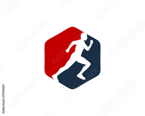 Hexa Run Icon Logo Design Element