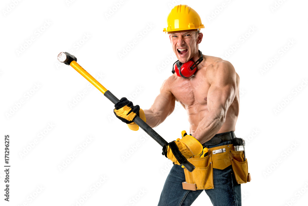Powerful construction worker Powerful construction worker