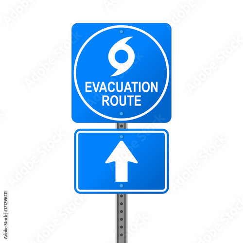Quadro su tela Hurricane Evacuation Route Emergency Sign