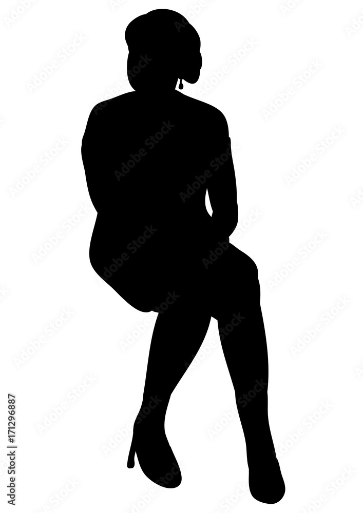 vector silhouette of a woman sitting