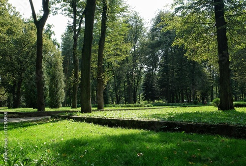 Vacation in the green and quiet city park Ivano-Frankivsk, Ukraine 