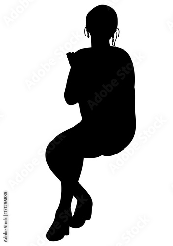 vector, silhouette of a woman sitting isolated